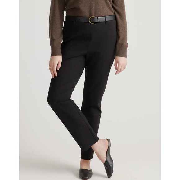 Quince Pants - QUINCE Black organic stretch cotton twill wide leg crop pant NWOT size 32